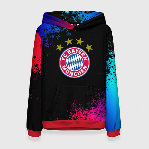 Женская толстовка Бавария Мюнхен краски неон градиент / 3D-Красный – фото 1