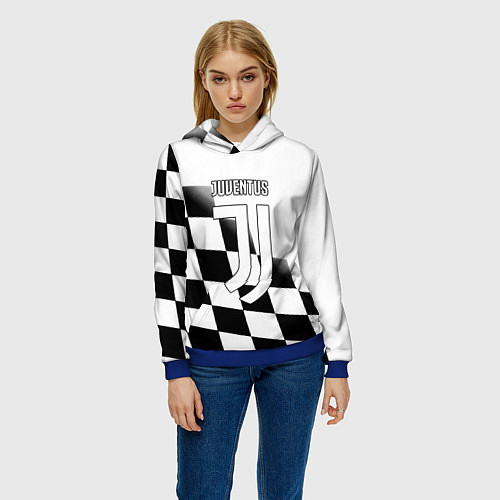 Женская толстовка Ювентус клетка краски / 3D-Синий – фото 3