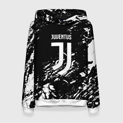 Толстовка-худи женская Juventus белые штрихи красок, цвет: 3D-белый
