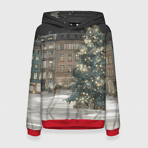 Женская толстовка Елка во дворе / 3D-Красный – фото 1