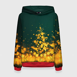 Толстовка-худи женская Новогодние елочки из боке, цвет: 3D-красный