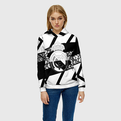 Женская толстовка Реал Мадрид краски полосы / 3D-Белый – фото 3