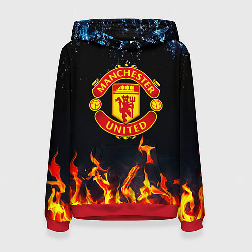 Женская толстовка Манчестер Юнайтед лёд и огонь / 3D-Красный – фото 1
