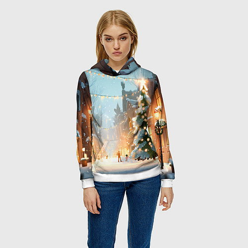 Женская толстовка Новогодняя елочка / 3D-Белый – фото 3