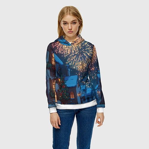 Женская толстовка Праздничный новогодний салют / 3D-Белый – фото 3