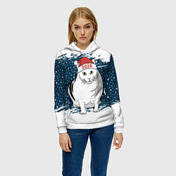 Толстовка-худи женская Кот Бендер - 2026, цвет: 3D-белый — фото 2