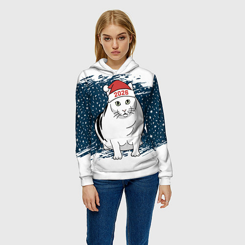 Женская толстовка Кот Бендер - 2026 / 3D-Белый – фото 3