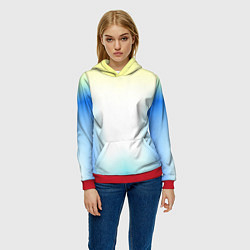 Толстовка-худи женская Color yellow blue white, цвет: 3D-красный — фото 2