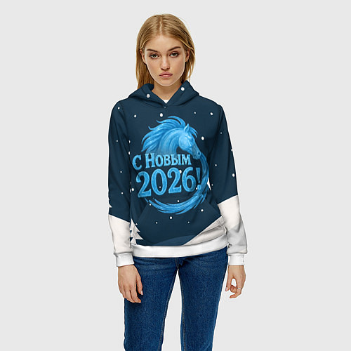 Женская толстовка С Новым 2026 снежная надпись / 3D-Белый – фото 3
