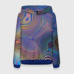 Толстовка-худи женская Абстрактная рябь, цвет: 3D-синий
