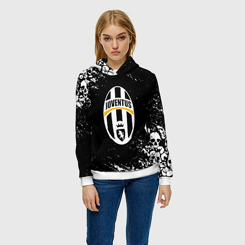 Женская толстовка Ювентус черепа краски / 3D-Белый – фото 3