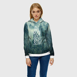 Толстовка-худи женская Лес мой храм, цвет: 3D-белый — фото 2