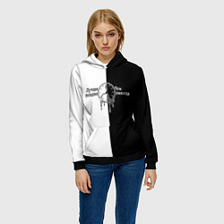 Толстовка-худи женская Лучше поздно чем никогда, цвет: 3D-черный — фото 2