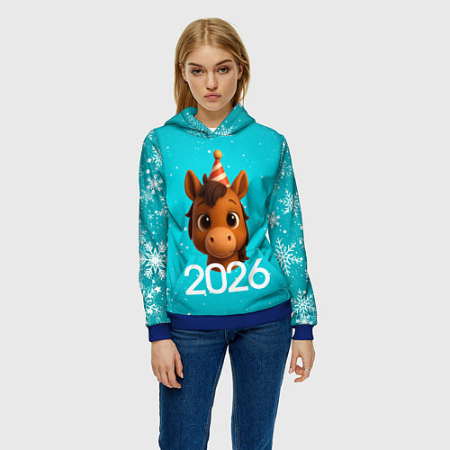 Женская толстовка Голова лошадки / 3D-Синий – фото 3