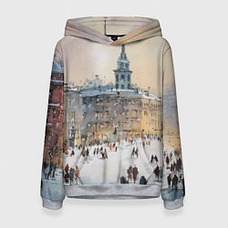 Толстовка-худи женская Снежный зимний Питер, цвет: 3D-меланж