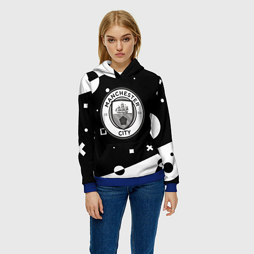 Женская толстовка Манчестер сити геометрия блэк / 3D-Синий – фото 3