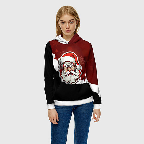 Женская толстовка Злой дед мороз красный и черный / 3D-Белый – фото 3