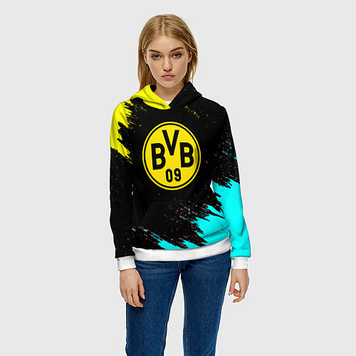 Женская толстовка Borussia краски штрихи / 3D-Белый – фото 3