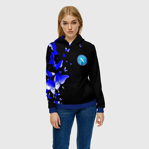 Женская толстовка Наполи бабочки текстура / 3D-Синий – фото 3