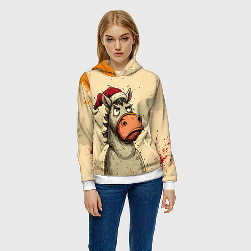 Женская толстовка Задумчивая лошадь / 3D-Белый – фото 3