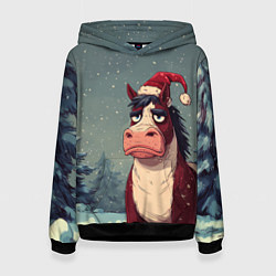 Толстовка-худи женская Уставшая лошадь, цвет: 3D-черный
