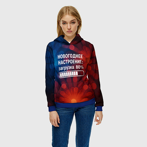 Женская толстовка Новогоднее настроение - загрузка 80 процентов / 3D-Синий – фото 3