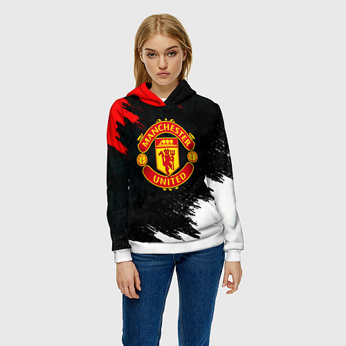 Женская толстовка Манчестер Юнайтед текстура / 3D-Белый – фото 3