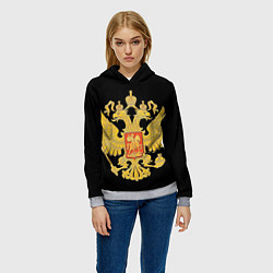 Толстовка-худи женская Герб России: золото, цвет: 3D-меланж — фото 2