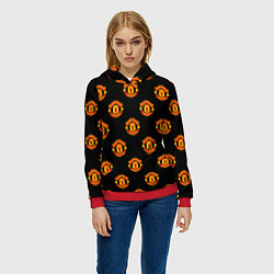 Толстовка-худи женская Manchester United Pattern, цвет: 3D-красный — фото 2