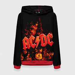 Толстовка-худи женская AC/DC Flame, цвет: 3D-красный