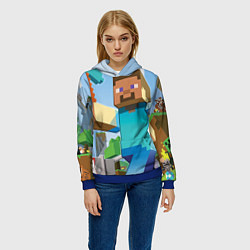 Толстовка-худи женская Minecraft World, цвет: 3D-синий — фото 2