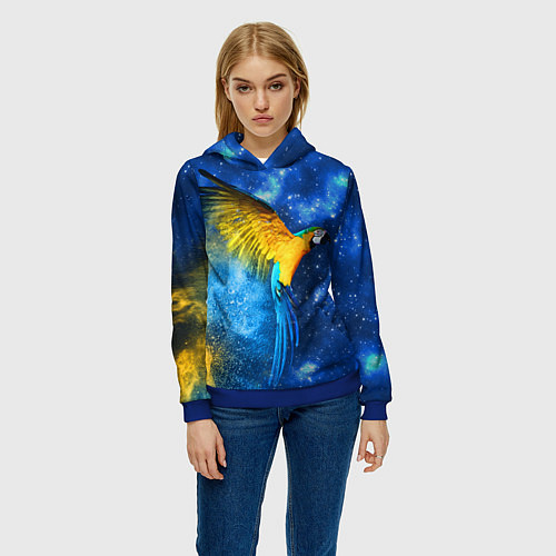 Женская толстовка Космический попугай / 3D-Синий – фото 3