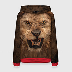 Толстовка-худи женская Взгляд льва, цвет: 3D-красный
