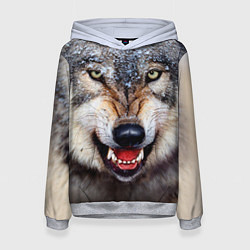 Толстовка-худи женская Взгляд волка, цвет: 3D-меланж