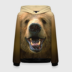 Толстовка-худи женская Взгляд медведя, цвет: 3D-черный