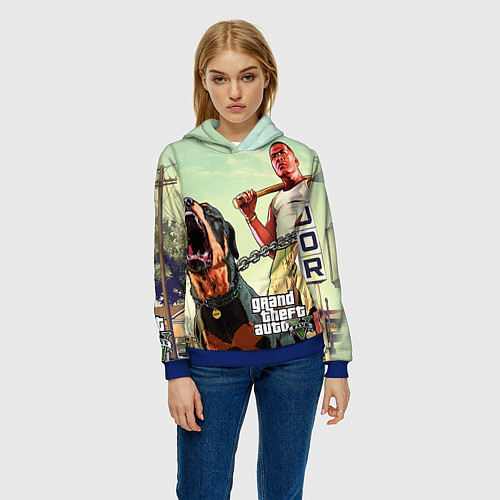 Женская толстовка GTA 5: Franklin Clinton / 3D-Синий – фото 3