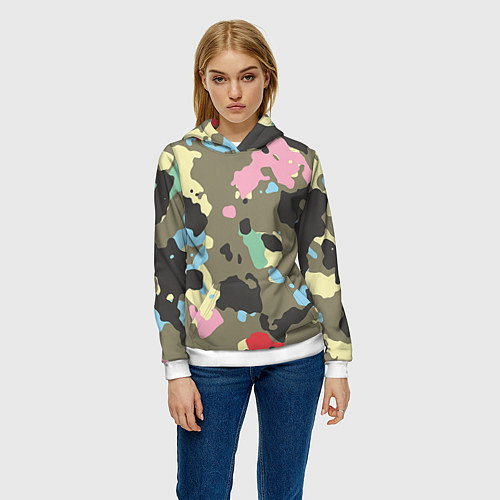 Женская толстовка Камуфляж: микс цветов / 3D-Белый – фото 3