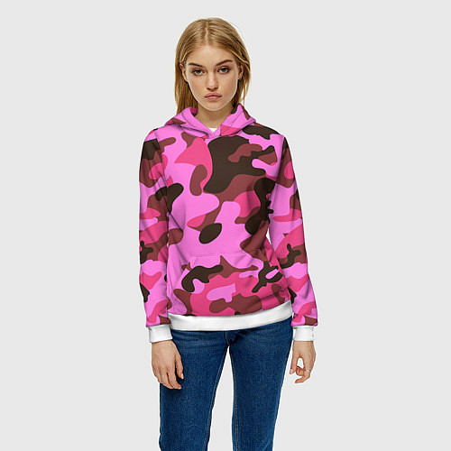 Женская толстовка Камуфляж: розовый/коричневый / 3D-Белый – фото 3