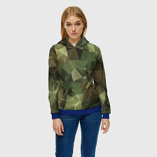 Женская толстовка Полигональный камуфляж / 3D-Синий – фото 3