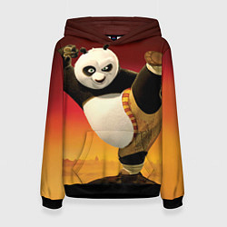 Толстовка-худи женская Кунг фу панда, цвет: 3D-черный