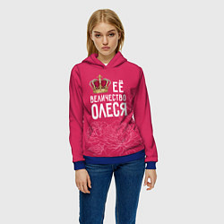 Толстовка-худи женская Её величество Олеся, цвет: 3D-синий — фото 2