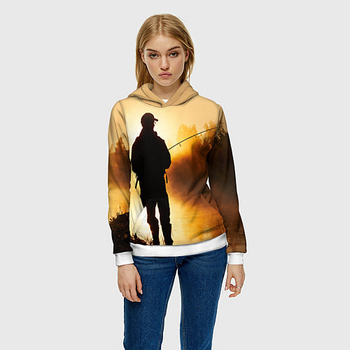 Женская толстовка Вечерний рыбак / 3D-Белый – фото 3