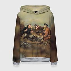 Толстовка-худи женская Русские охотники, цвет: 3D-меланж