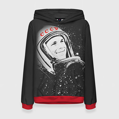 Женская толстовка Гагарин в космосе / 3D-Красный – фото 1