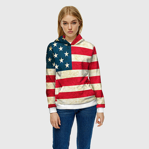 Женская толстовка США / 3D-Белый – фото 3