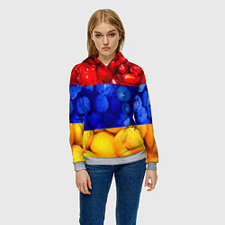 Толстовка-худи женская Флаг Армении, цвет: 3D-меланж — фото 2