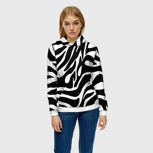 Женская толстовка Зебра / 3D-Белый – фото 3