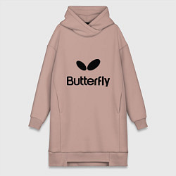 Женское худи-платье Butterfly Logo, цвет: пыльно-розовый