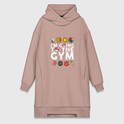 Женское худи-платье Pokemon Im going to the gym (white), цвет: пыльно-розовый