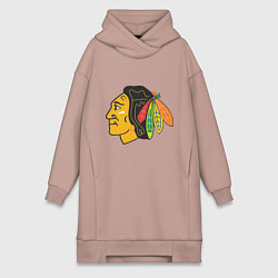 Женское худи-платье Chicago Blackhawks, цвет: пыльно-розовый